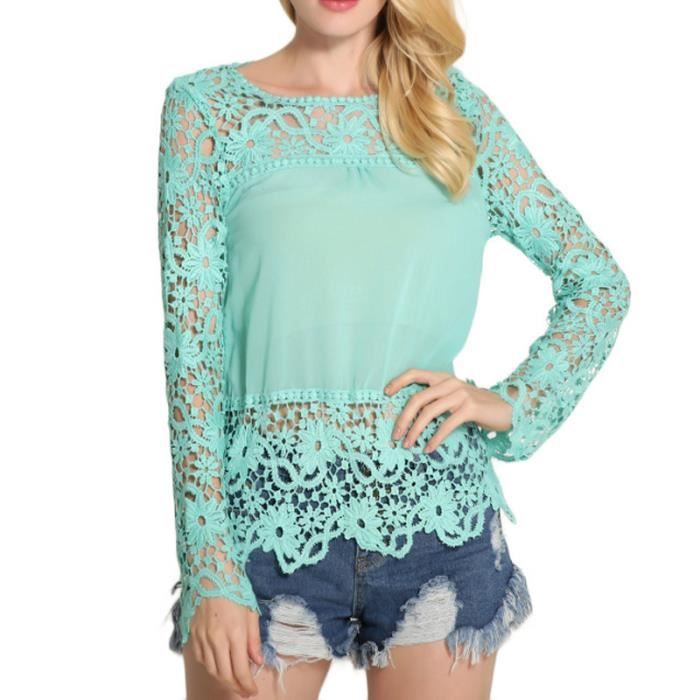 SIMPLE longues top dentelle sexy Tunique femme mode manches FLAVOR TK1JlFc