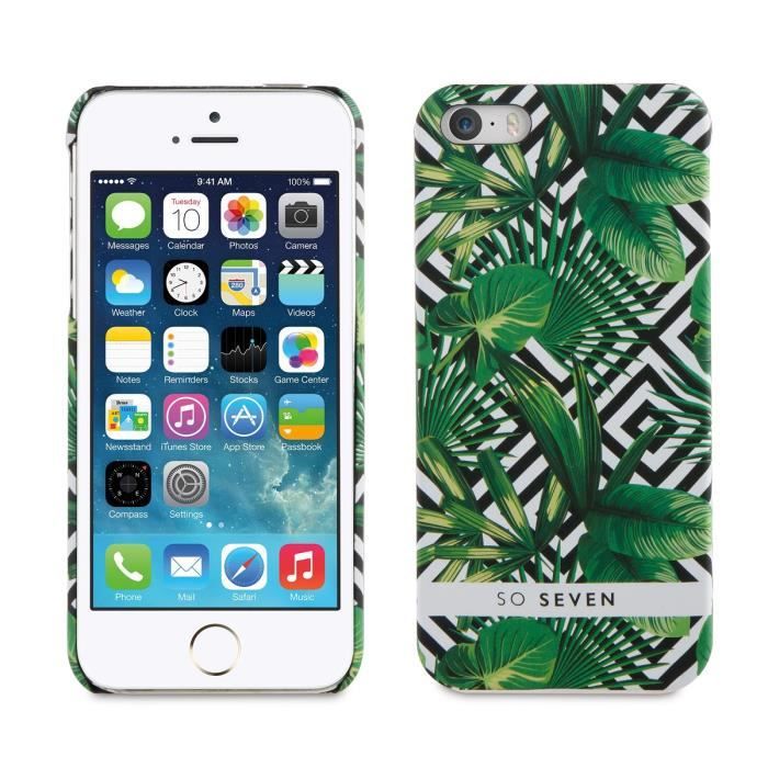 SO SEVEN Bundle JUNGLE PALMIER Coque + POWERBANK 2600 IPHONE 5/5S/SE