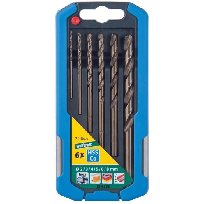 WOLFCRAFT Coffret S-6 forets mét meuL-Cobalt Ø 2