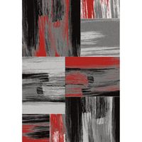 TAPIS Tapis de salon Lima rouge, gris et noir 80x150 cm TAPIS Tapis de salon Lima rouge, gris et noir 80x150 cm