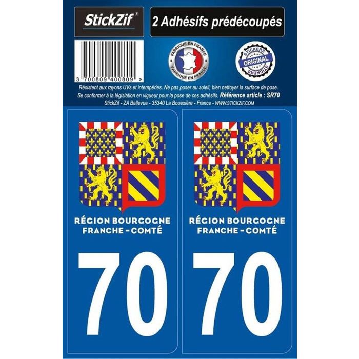 STICKZIF 2 Autocollants Région Département 70 SR70