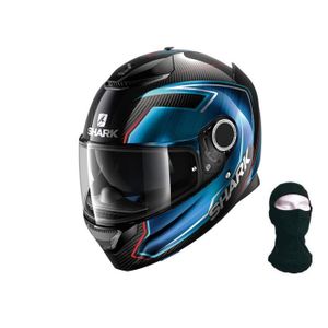 SHARK Casque intégral Spartan carbon guintoli noir bleu + Cagoule