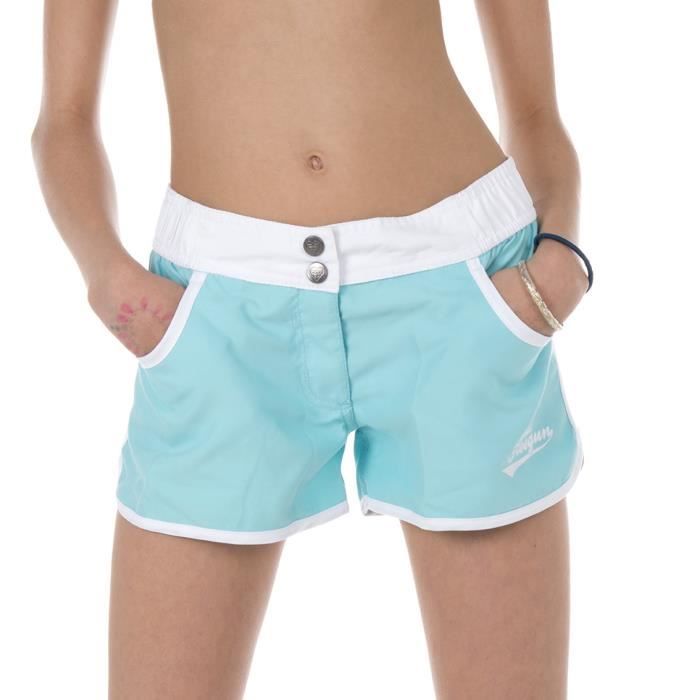 FREEGUN Short De Bain Uni - Fille - Bleu