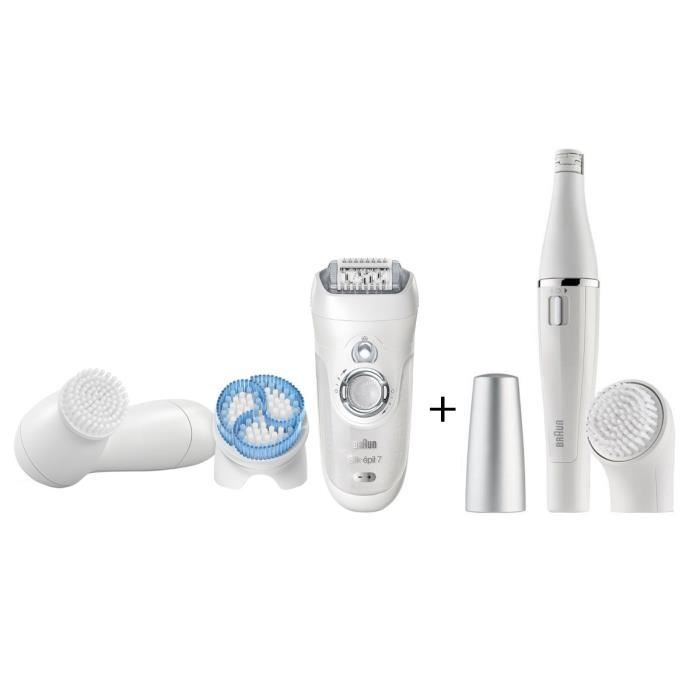 Pack BRAUN : Épilateur Silk Epil 7 SkinSpa + Épilateur Face 810