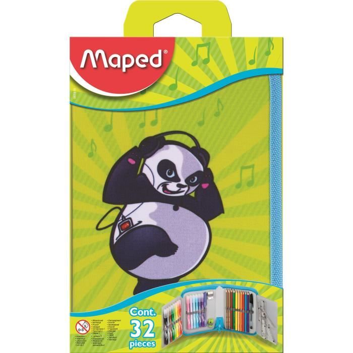 MAPED Trousse Scolaire Garnie 32 Pièces Panda