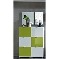 MEUBLE À CHAUSSURES Meuble à chaussures design 6 abattants blanc-vert MEUBLE À CHAUSSURES Meuble à chaussures design 6 abattants blanc-vert