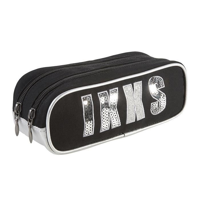 IKKS Trousse - 2 Compartiments - Maternelle / Primaire / Collège - 23 cm - Black - Enfant fille