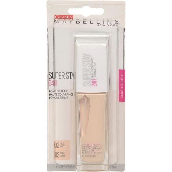 Produit shopeco.fr : MAYBELLINE Fond de teint Liquide SuperStay 24H - 03 Ivoire