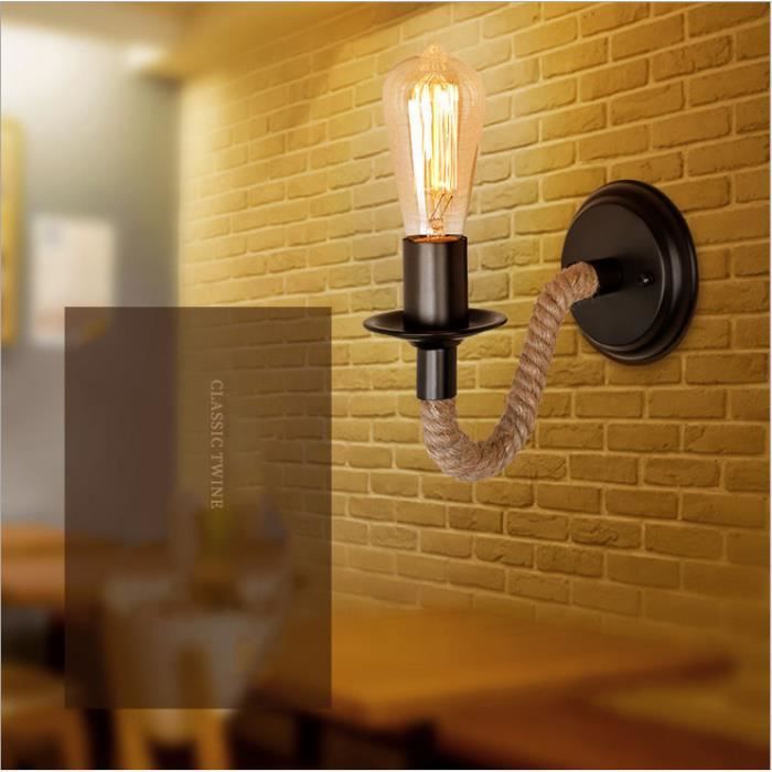 Mur Vintage Loft E27 Style Lampe Industriel Luminaires Chanvre Corde Applique c3A5qSRjL4