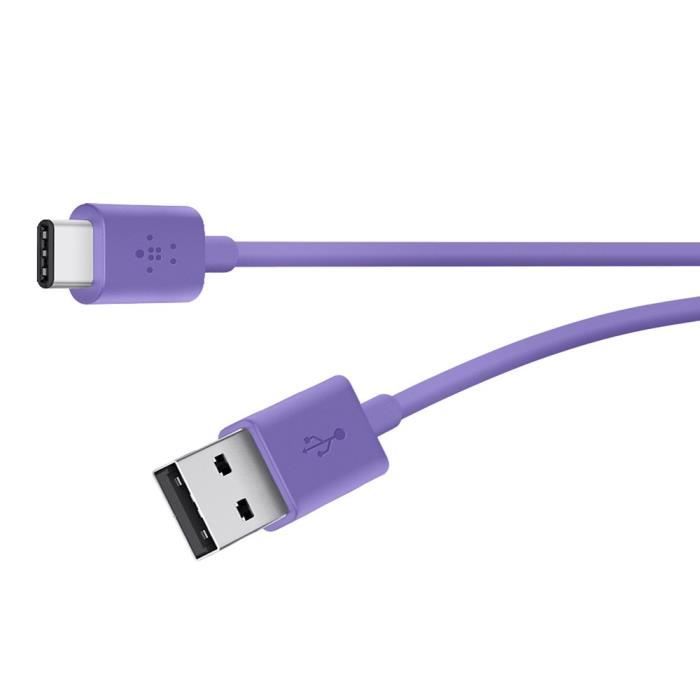 BELKIN Câble de recharge USB-A 2.0 vers USB-C (également dénommé USB Type-C) - Violet