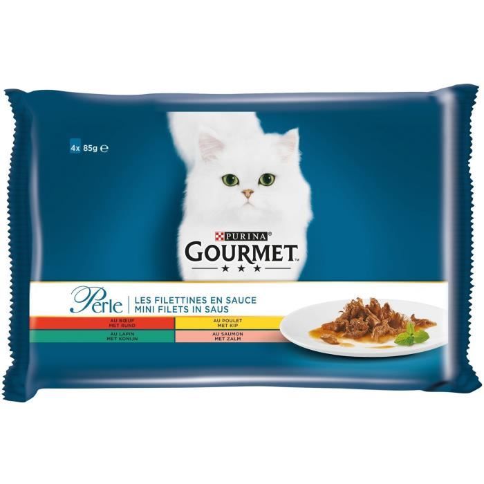 GOURMET Perle Les Filettines en sauce - Sachets fraîcheur - Pour chat adulte - 4 x 85 g