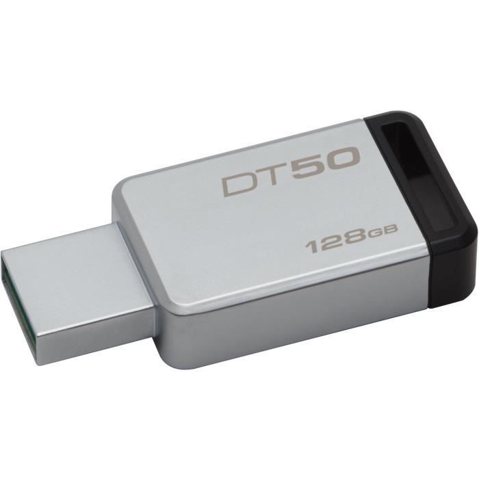 KINGSTON Clé USB DataTraveler 50 128Go USB 3.0 - Métal et noir