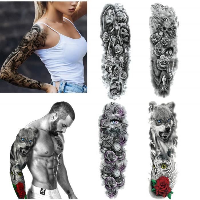 4 Feuilles De Tatouage Temporaire Bras Autocollants Pour Hommes Femmes Autocollants De Tatouage Temporaire Hommes Femmes Bras De