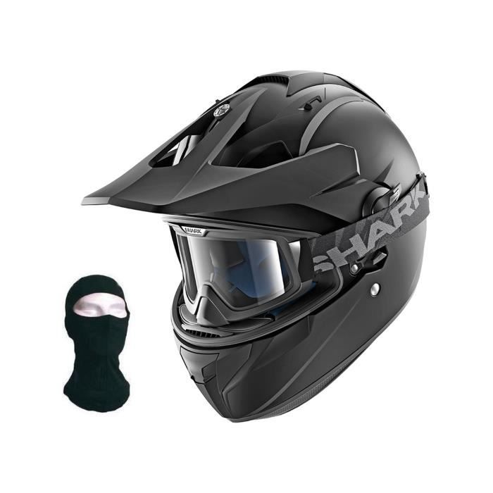 SHARK Casque cross Explore-R noir mat + Cagoule
