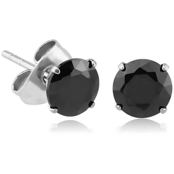 Boucles d/'Oreilles Clous Chaton Cristal Noir Serti