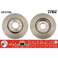 DISQUES DE FREIN TRW Lot de 2 Disques de frein DF4796 DISQUES DE FREIN TRW Lot de 2 Disques de frein DF4796