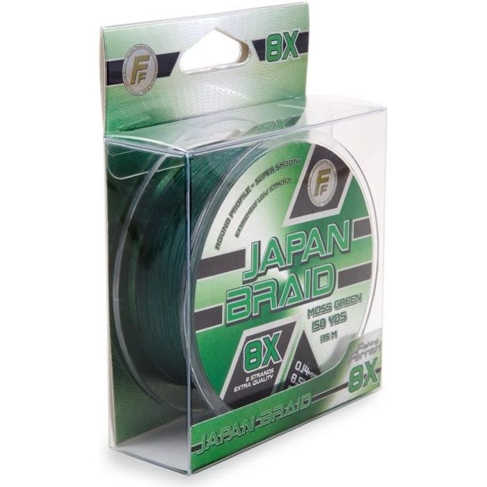 LINEAEFFE Tresse de pêche Japan Braid 8X - Vert mousse - Ø 0,14 mm