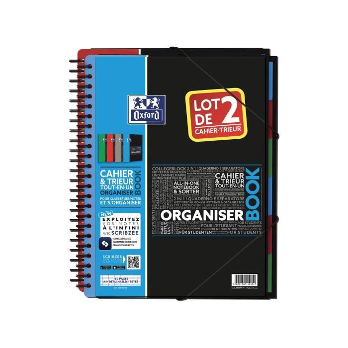 OXFORD 2 organiserbook intégral A4 - 160p seyès perforées