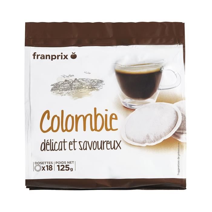 FRANPRIX Lot de 18 Dosettes de Café Colombie 125 g