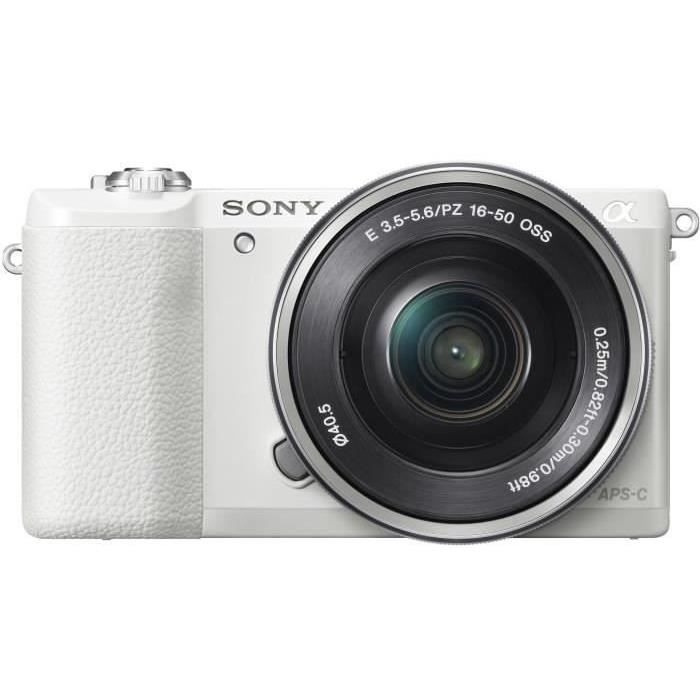 Appareil Photo Hybride A5100LW + Objectif 16-50mm - Capteur APS-C - 24 Mpix - Autofocus Rapide - Blanc