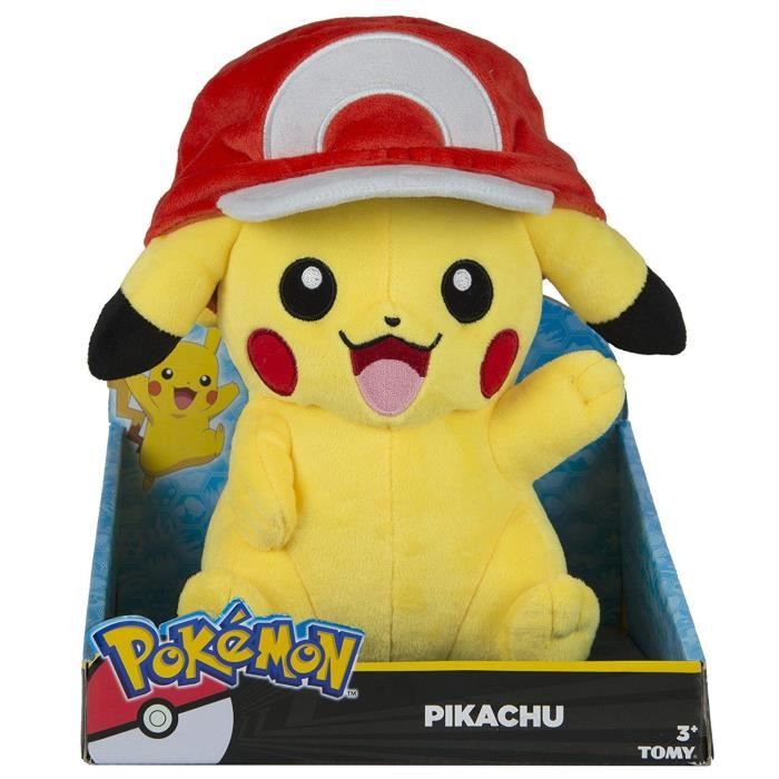 Peluche Pokemon Maxi Pika Casquette Sacha