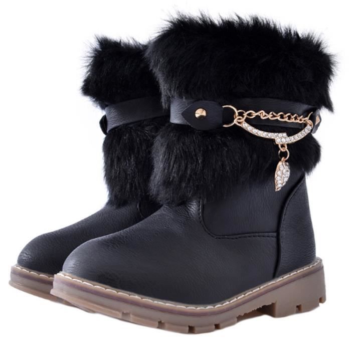 XZ099Noir35 Bottines Hiver Enfants Bottes Hiver Bottes Filles Durable Peluche FXG zHnq05wR