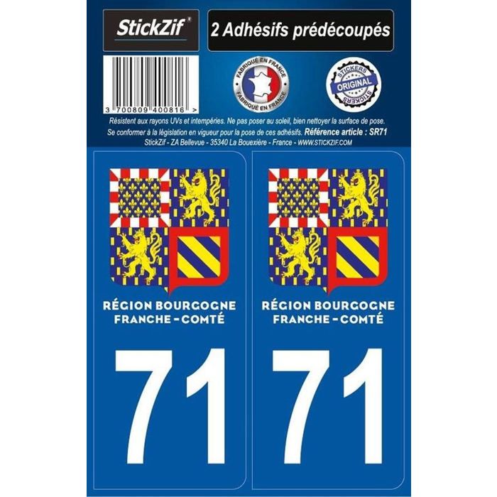 STICKZIF 2 Autocollants Région Département 71 SR71