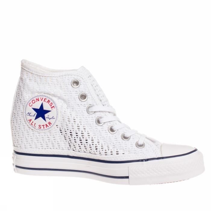 CONVERSE ALL STAR MID LUX TINY CROCHET 552697C MODA FEMME Blanc ... BASKET CONVERSE ALL STAR MID LUX TINY CROCHET 552697C MOD