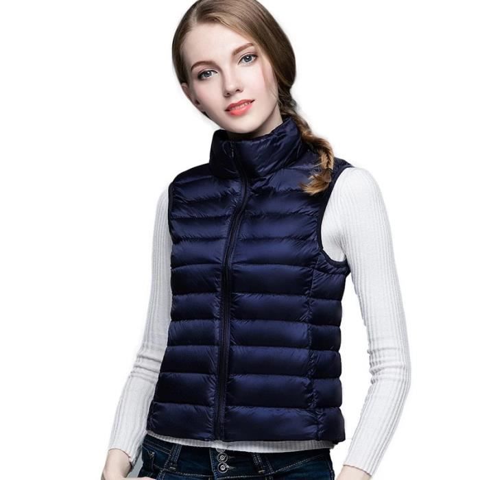 Doudoune Femme Bleu Ultra Veste Zippée Pour Manteau Légère Down Compression Sans Manche Gilet Blouson Hiver rhtsQCd