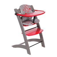 CHAISE HAUTE BADABULLE Chaise Haute Evolutive Taupe/Rouge CHAISE HAUTE BADABULLE Chaise Haute Evolutive Taupe/Rouge