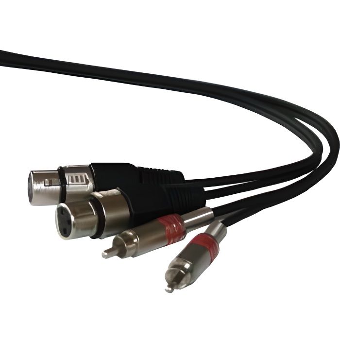 IBIZA SOUND CM3RXF-2 Câble 2 RCA mâles métal avec ressort de protection vers 2 XLR femelles - 3m