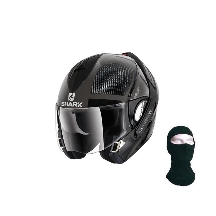 SHARK Casque modulable Evoline pro carbon darkfor dual touch + Cagoule
