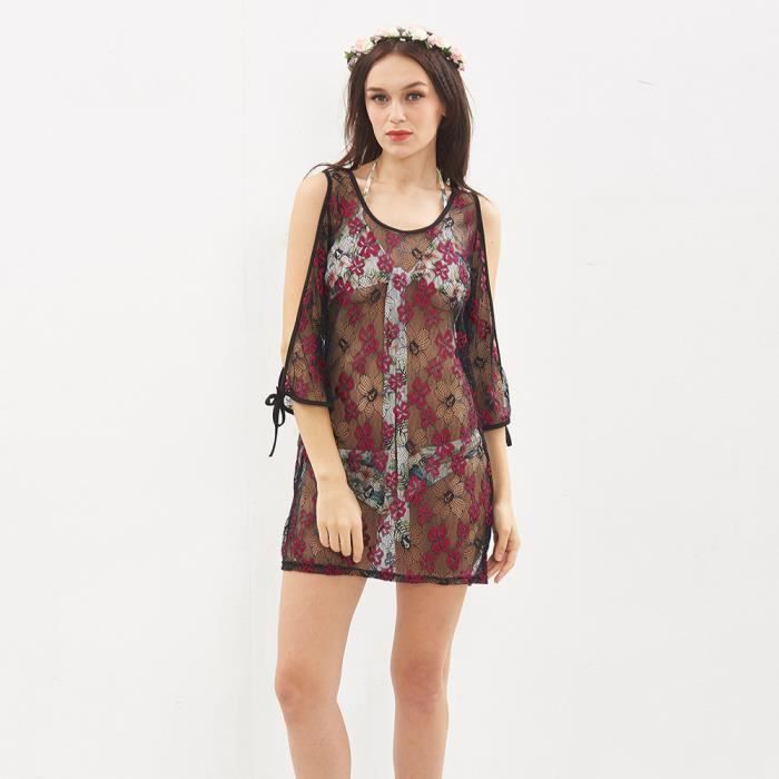 Femmes Bretelles Plage Loisirs Robe Plage Crème Solaire Bikini Rose Vif Xym70531904ho