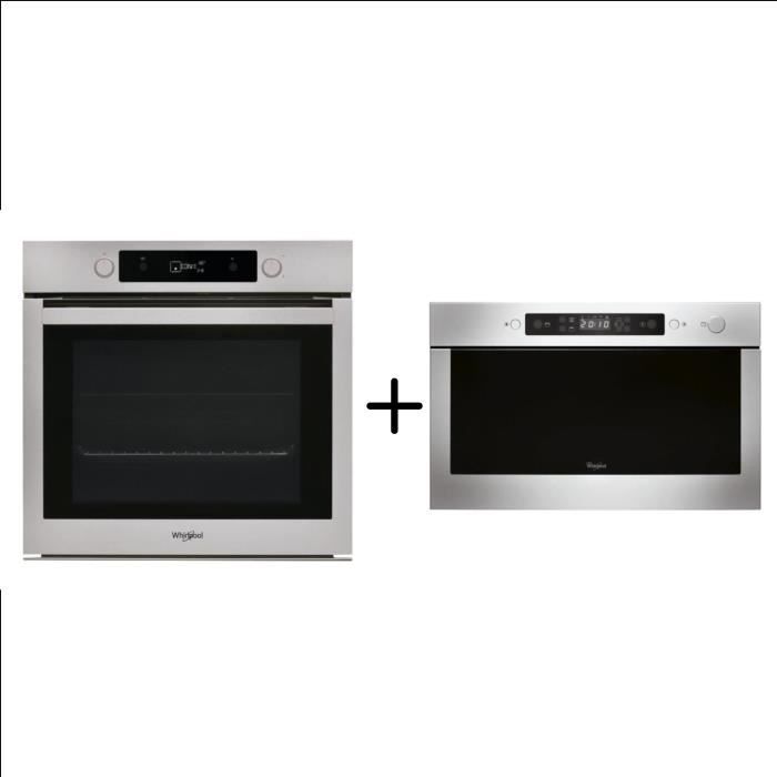 WHIRLPOOL OAKP9481CIX - Four électrique encastrable - Chaleur tournante - 73 L + AMW423IX - Micro-ondes encastrable - 22L - 750W