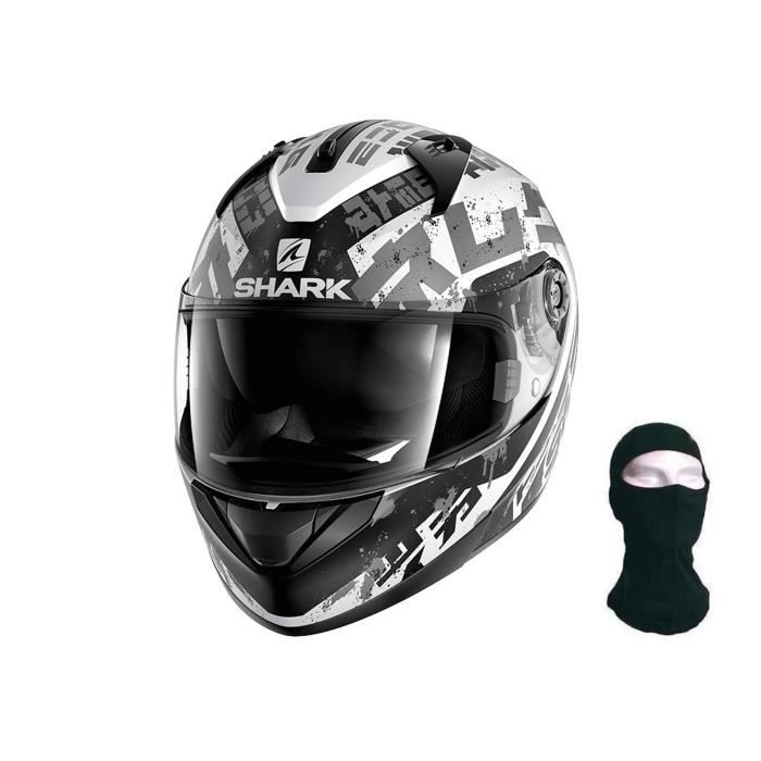 SHARK Casque intégral Ridill Kengal noir blanc + Cagoule