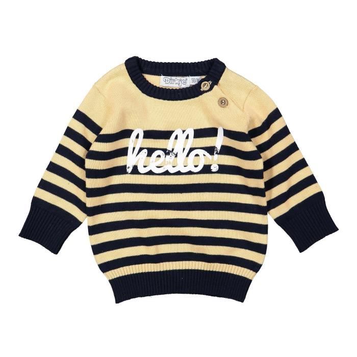 DIRKJE Pull à Rayures Bleu Marine et Beige Enfant Garçon