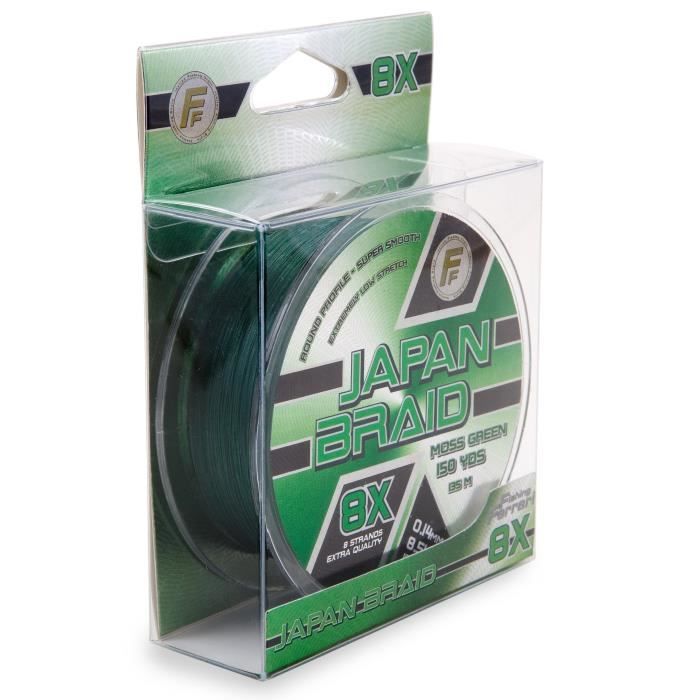 LINEAEFFE Tresse de pêche Japan Braid 8X - Vert mousse - Ø 0,20 mm