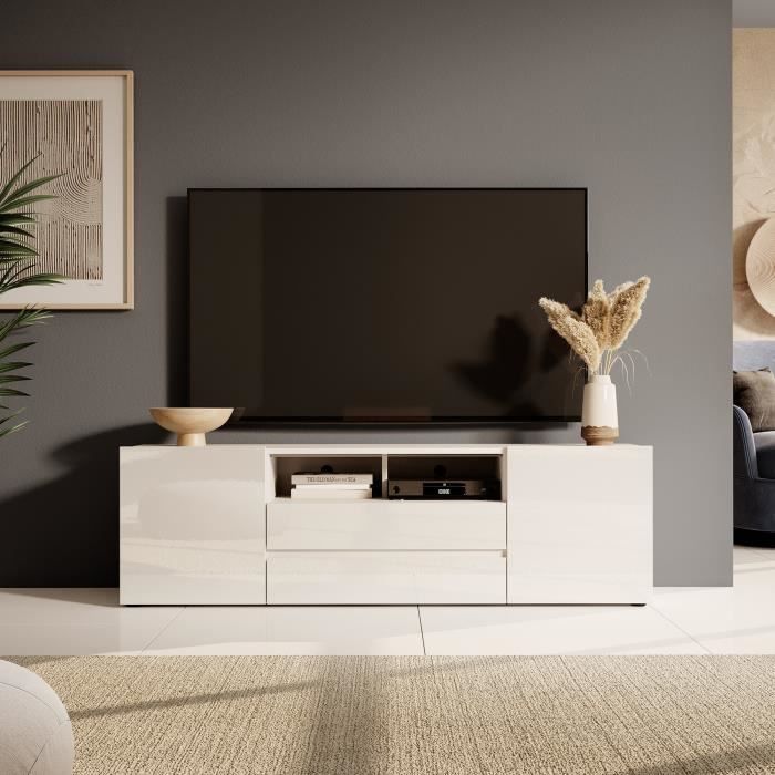 meuble tv blanc ferme - achat / vente pas cher