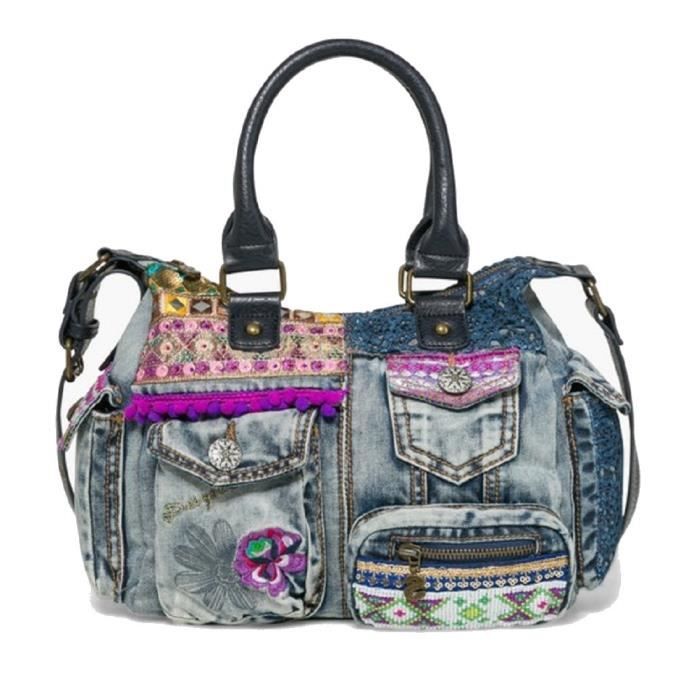 Sac à Main Desigual En Denim Délavé - Bandoulière Adjustable Avec Poches Multiples
