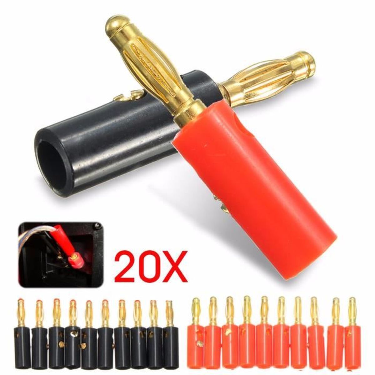 4 Pièces Nakamichi Fiche Banane Angle Droit 90 Degrés 4mm Plaqué Or - Foto 9