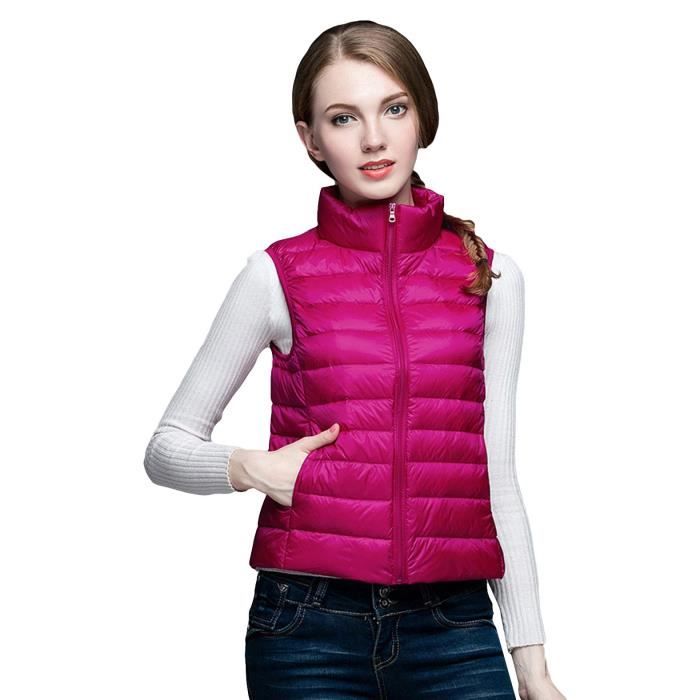 EOZY Doudoune Légère Femme Sans Manches Hiver Chaud Rose ...