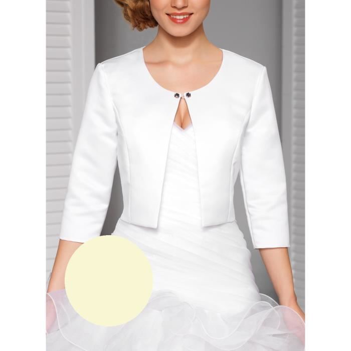 Veste 4 Ecru 48 3 Manches Satin Femme Ivoire AwxFfBrAq