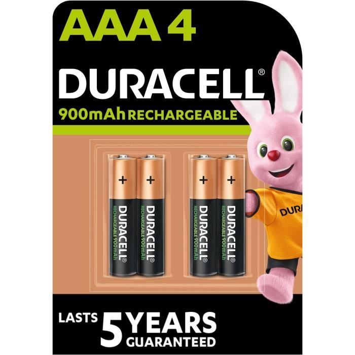 DURACELL Recharges Ultra Piles Rechargeables type LR03 / AAA 900 mAh Lot de 4