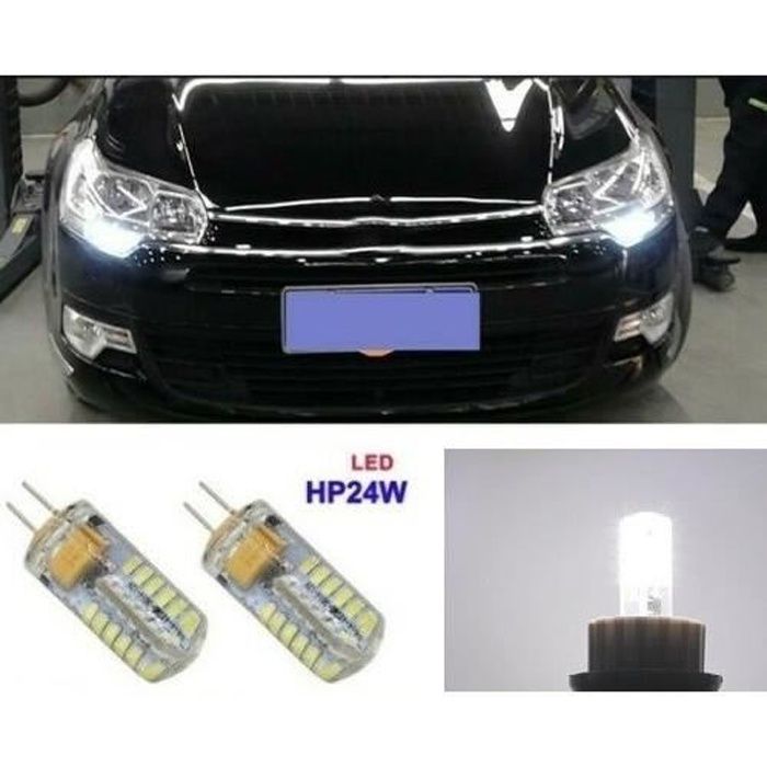 Blanc Ampoules Hp24 Diurne Feux Xenon 3008 Led De Peugeot Jour W29YDHEI