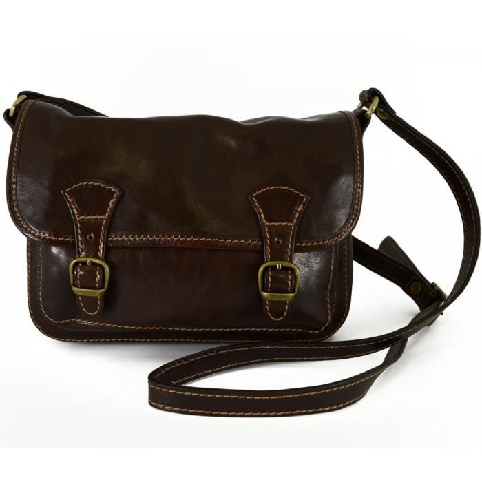 Femme À Pour En Couleur Brun Foncé Bandoulière Cuir Sac qS45jL3AcR