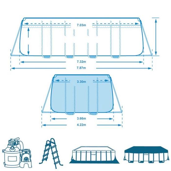Piscine Tubulaire Hors Sol 732 X 366 X H132 Cm Filtre à Sable
