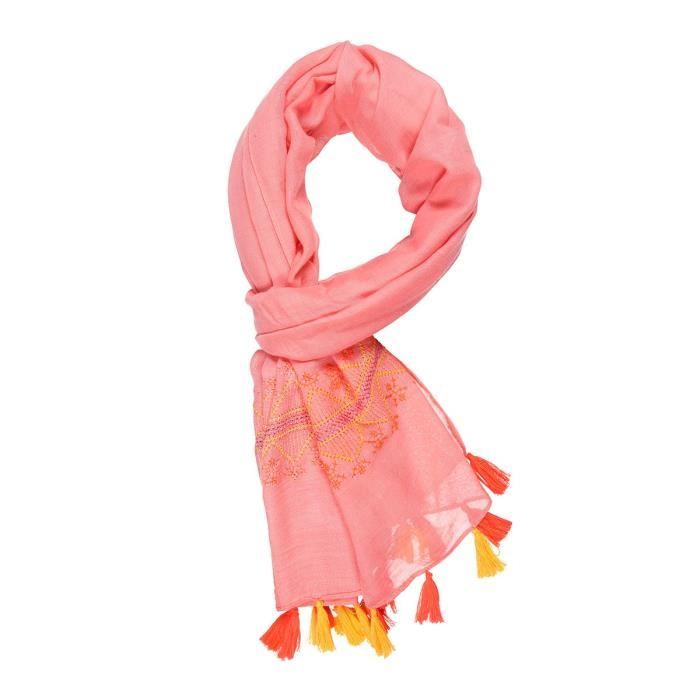 DEELUXE Chèche Colorado avec Pompons Rose Femme