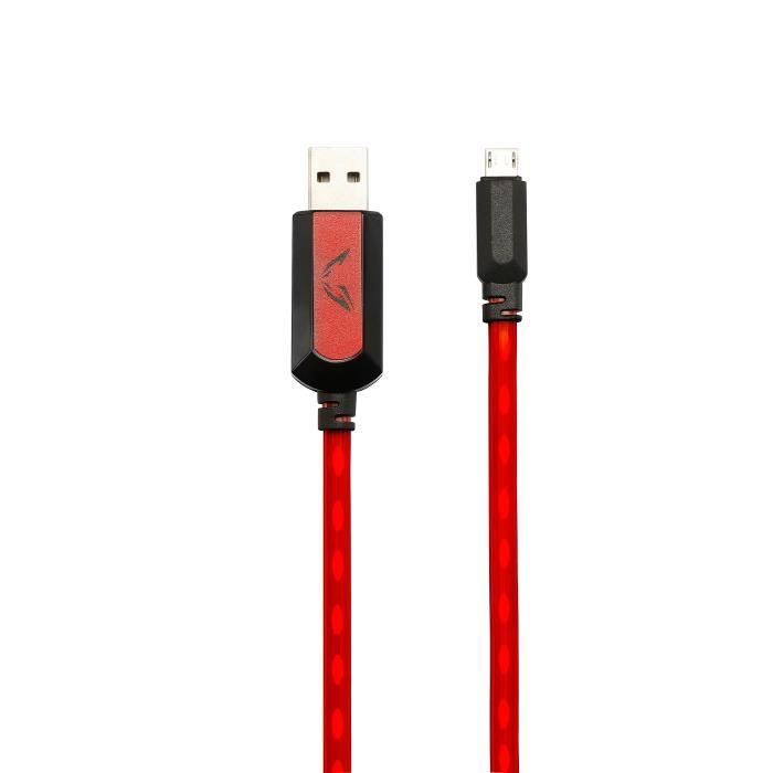 MGF Câble lumineux Gamium pour smartphone - Micro USB - Cable plat - 1 mètre - Rouge