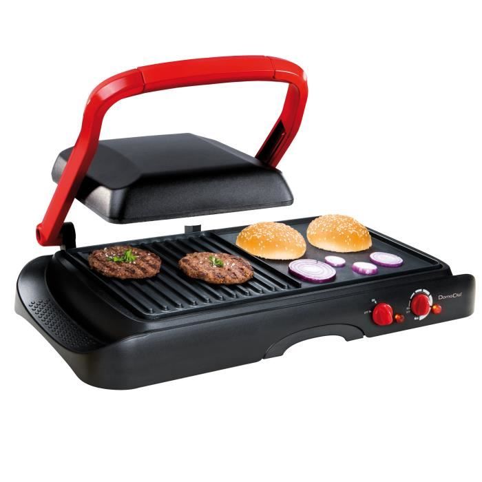 DOMOCLIP DOC124 Grille-viande Plancha - Noir et Rouge