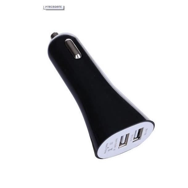 PLATYNE Chargeur allume-cigare - 2 entrées USB - Noir